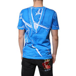 Dolce & Gabbana Blue Cotton V-neck Short Sleeves T-shirt