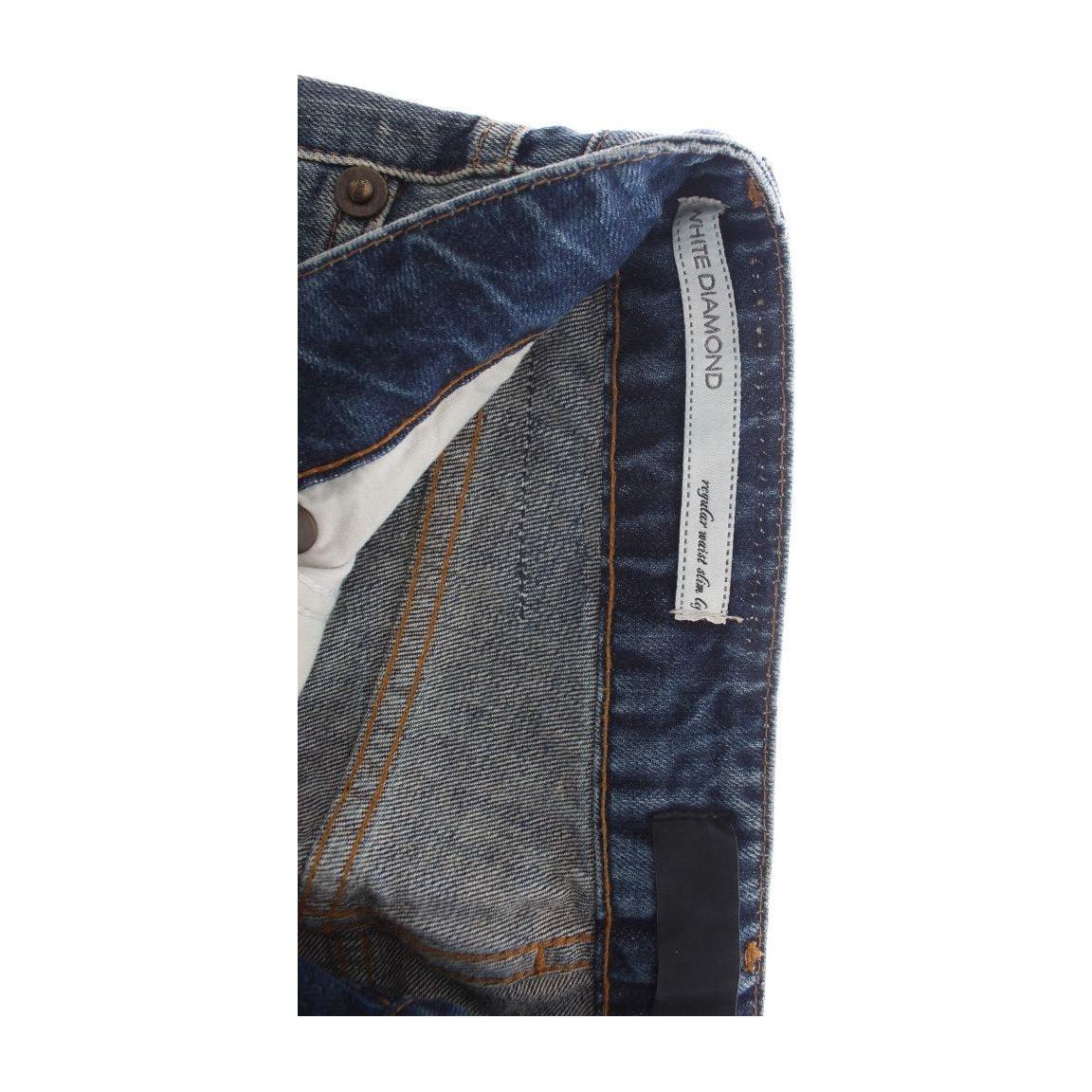Cavalli Elegant Flare Fit Blue Denim Jeans Cavalli Dark Slate Gray