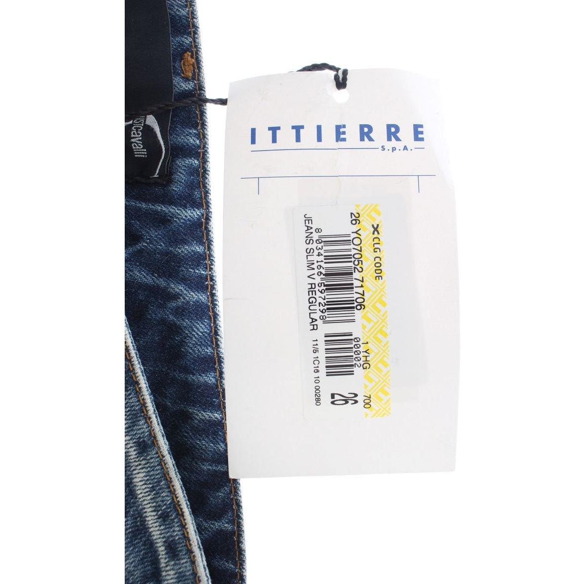 Cavalli Elegant Flare Fit Blue Denim Jeans Cavalli Lavender