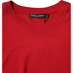 Dolce & Gabbana Red Logo Print Cropped Crew Neck T-shirt