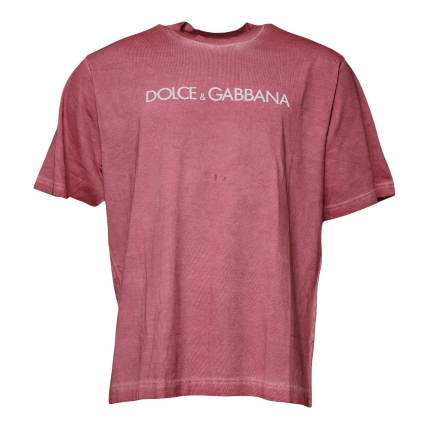 Dolce & Gabbana Pink Logo Print Cotton Crew Neck T-shirt