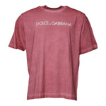 Dolce & Gabbana Pink Logo Print Cotton Crew Neck T-shirt