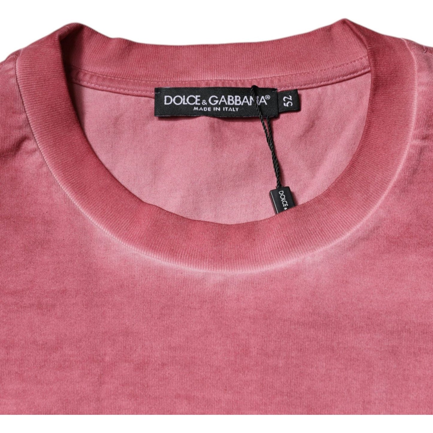 Dolce & Gabbana Pink Logo Print Cotton Crew Neck T-shirt