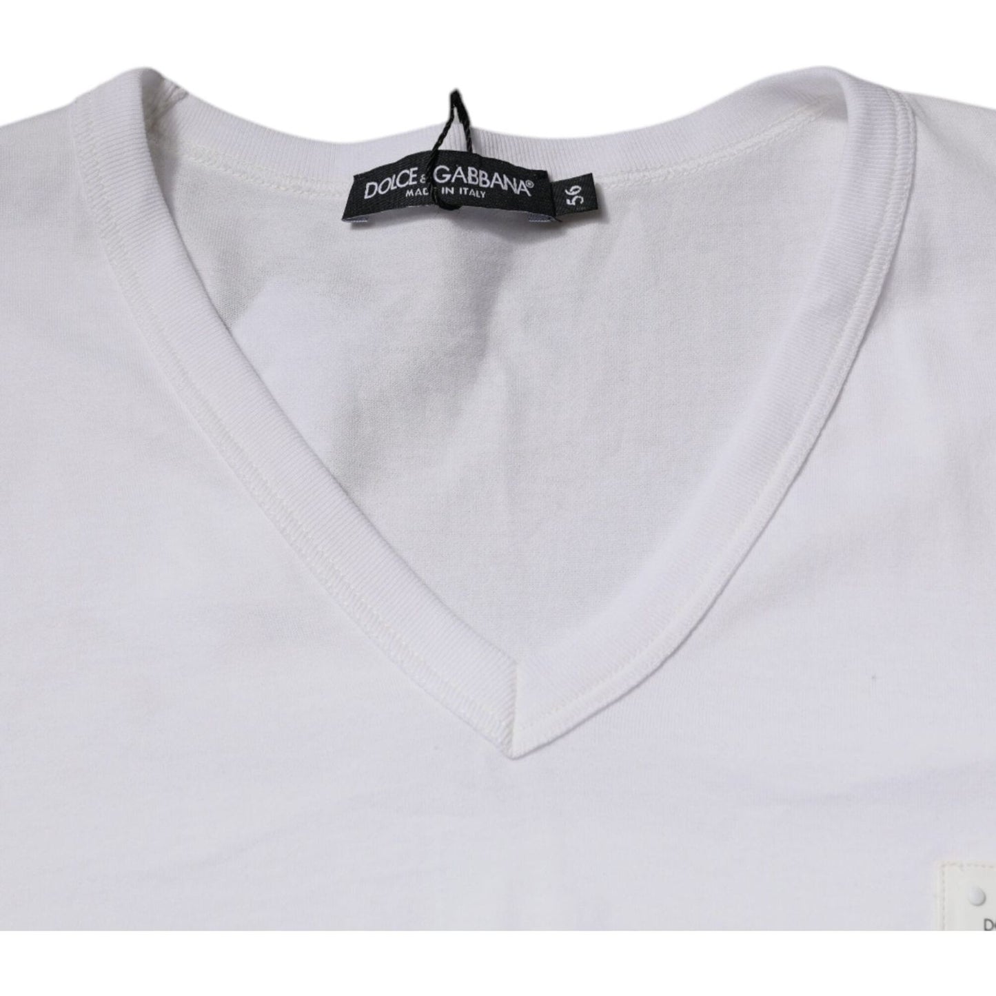 Dolce & Gabbana White Logo V-neck Short Sleeve T-shirt