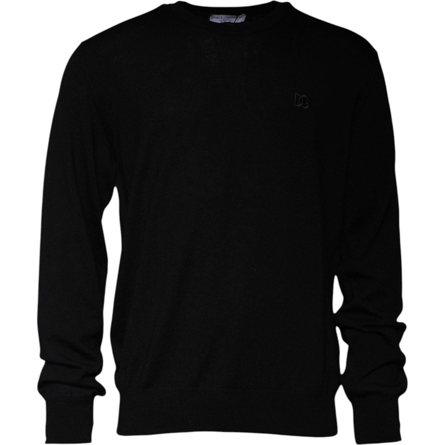 Dolce & Gabbana Black Logo Wool Crew Neck Pullover Sweater