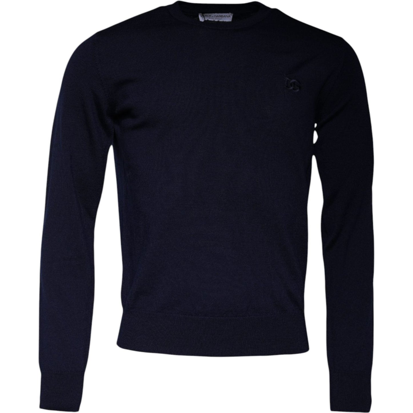 Dolce & Gabbana Blue DG Logo Wool Crew Neck Pullover Sweater