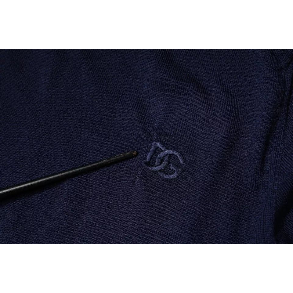 Dolce & Gabbana Blue DG Logo Wool Crew Neck Pullover Sweater
