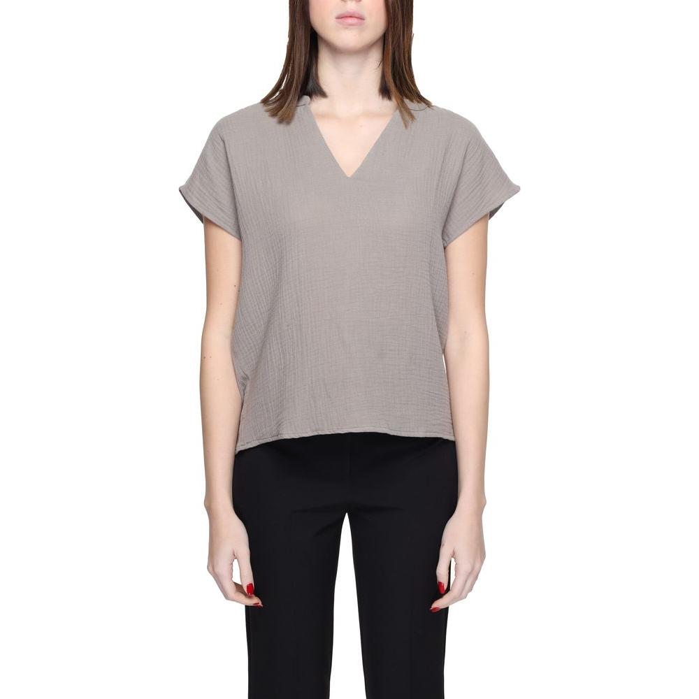 Jacqueline De Yong Gray Cotton Shirt Jacqueline De Yong Dark Gray