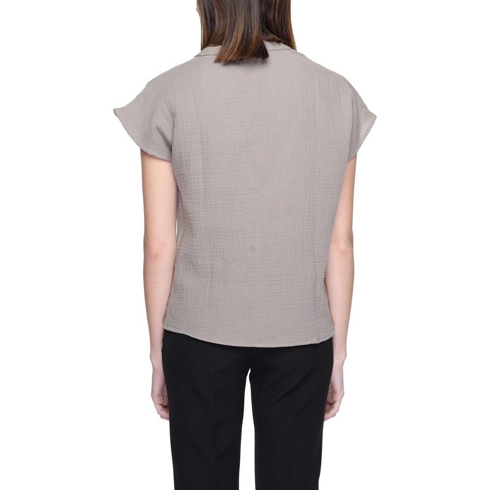 Jacqueline De Yong Gray Cotton Shirt Jacqueline De Yong Dark Gray