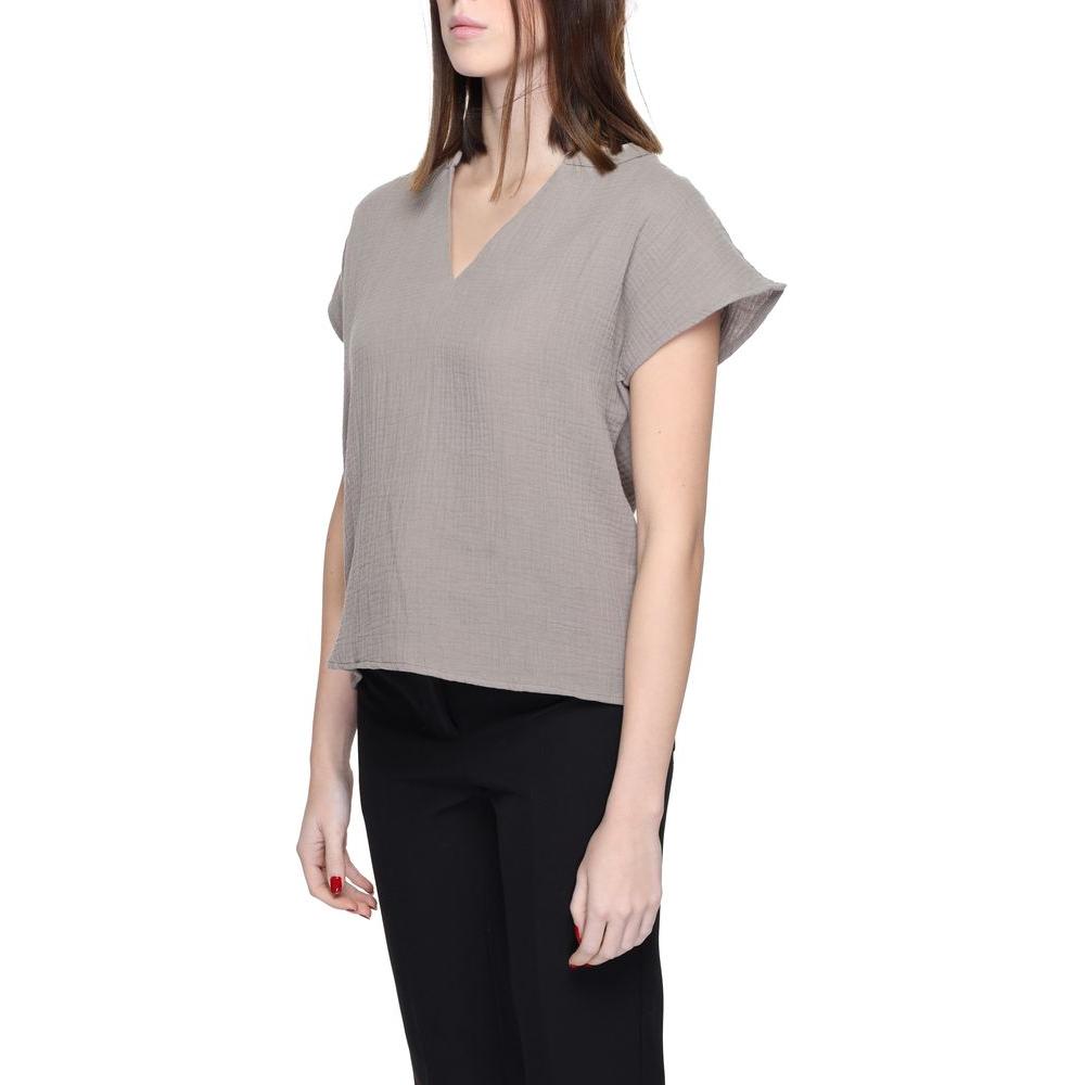 Jacqueline De Yong Gray Cotton Shirt Jacqueline De Yong Dark Gray
