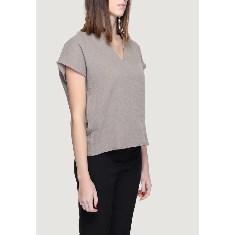 Jacqueline De Yong Gray Cotton Shirt Jacqueline De Yong Light Gray