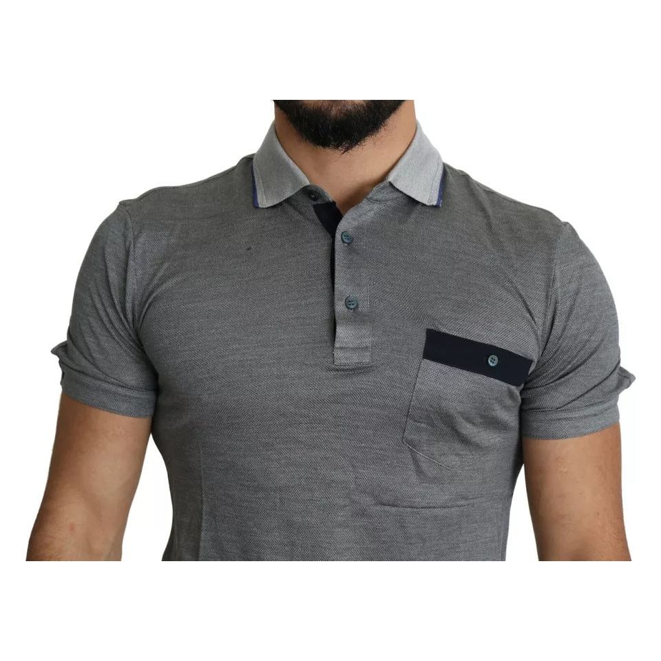 Dolce & Gabbana Gray Collared Silk Polo Top Shirt T-shirt