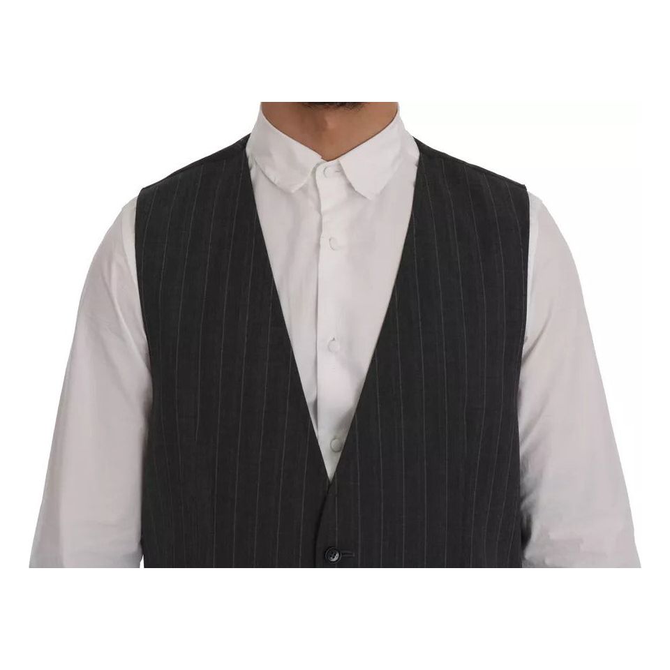Dolce & Gabbana Gray Wool Stretch Gilet Waistcoat Vest SIG60334-52