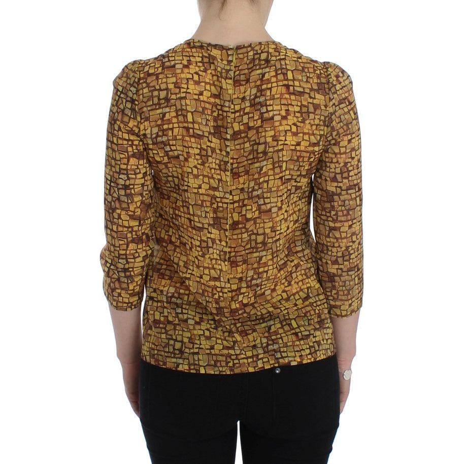 Dolce & Gabbana Sicilian Mosaic Print Silk Blouse Dolce & Gabbana Sienna