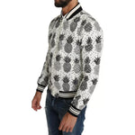 Dolce & Gabbana White Black Pineapple Bomber Coat Jacket