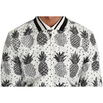 Dolce & Gabbana White Black Pineapple Bomber Coat Jacket