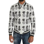 Dolce & Gabbana White Black Pineapple Bomber Coat Jacket