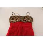 Dolce & Gabbana Brown Leopard Red Tulle Sheath Midi Dress DR28736-36