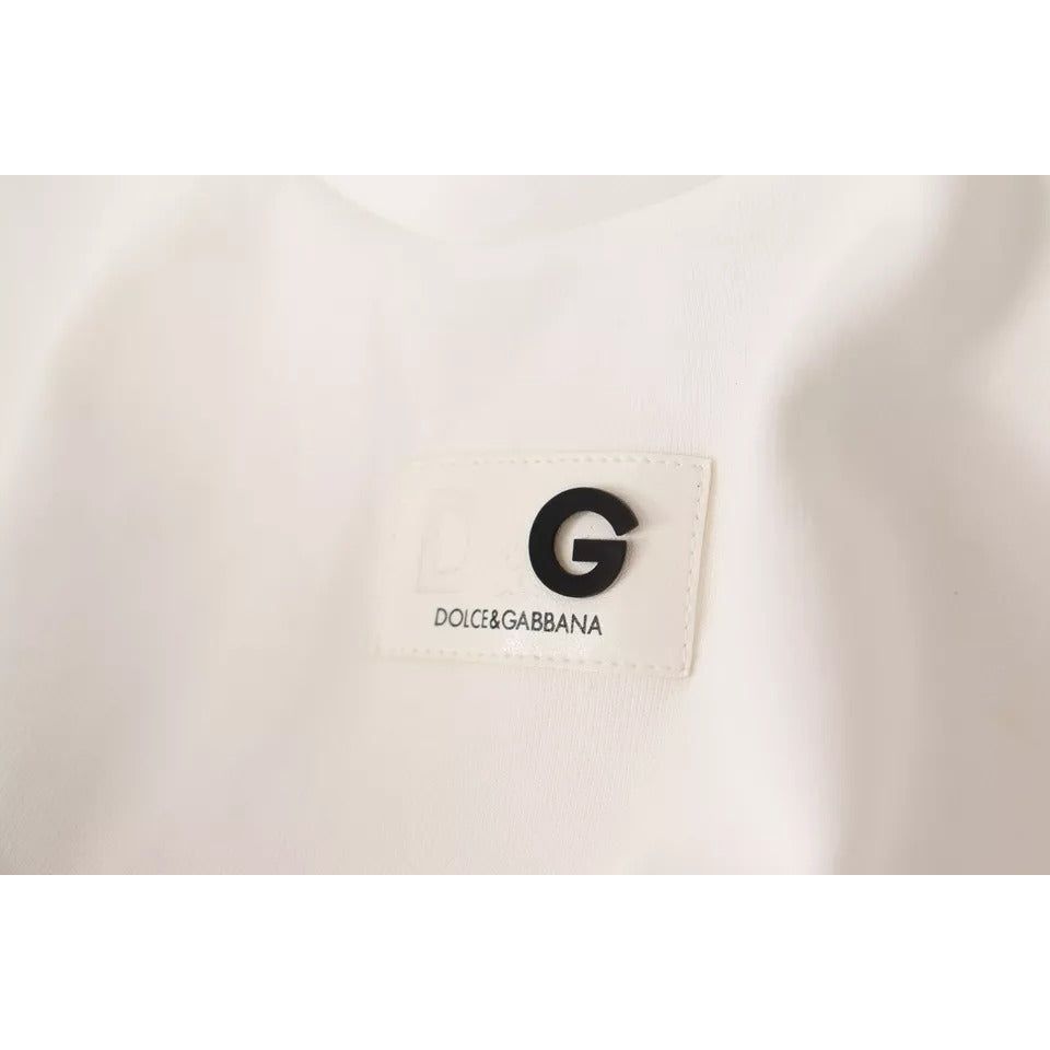 Dolce & Gabbana White Cotton Blend 3/4 Sleeves Blouse Top
