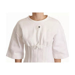 Dolce & Gabbana White Cotton Blend 3/4 Sleeves Blouse Top