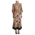 Dolce & Gabbana Pink A-line Sheath Floral Pussy Bow Long Dress