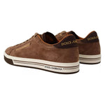 Dolce & Gabbana Brown Suede Logo Low Top Sneakers Men Shoes