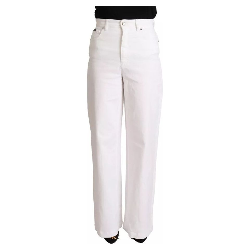 Dolce & Gabbana White MONICA Boot Cut Cotton Denim Jeans
