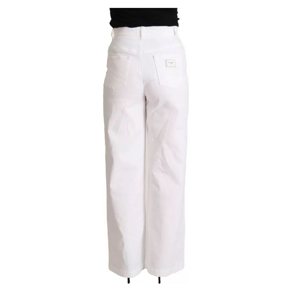Dolce & Gabbana White MONICA Boot Cut Cotton Denim Jeans
