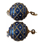 Dolce & Gabbana Gold Brass Blue Christmas Ball Crystal Hook Jewelry Earrings