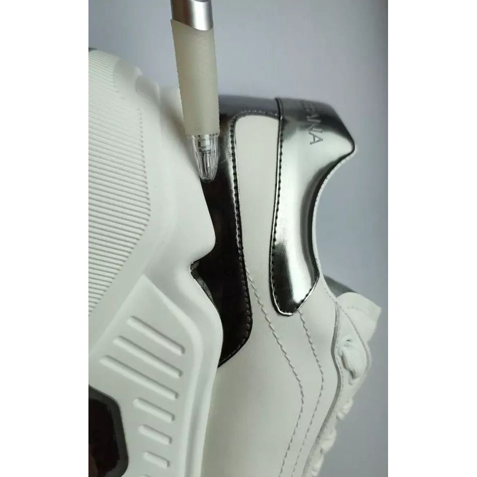 Dolce & Gabbana White Silver DAYMASTER Leather Sneakers Men Shoes MV1431-41
