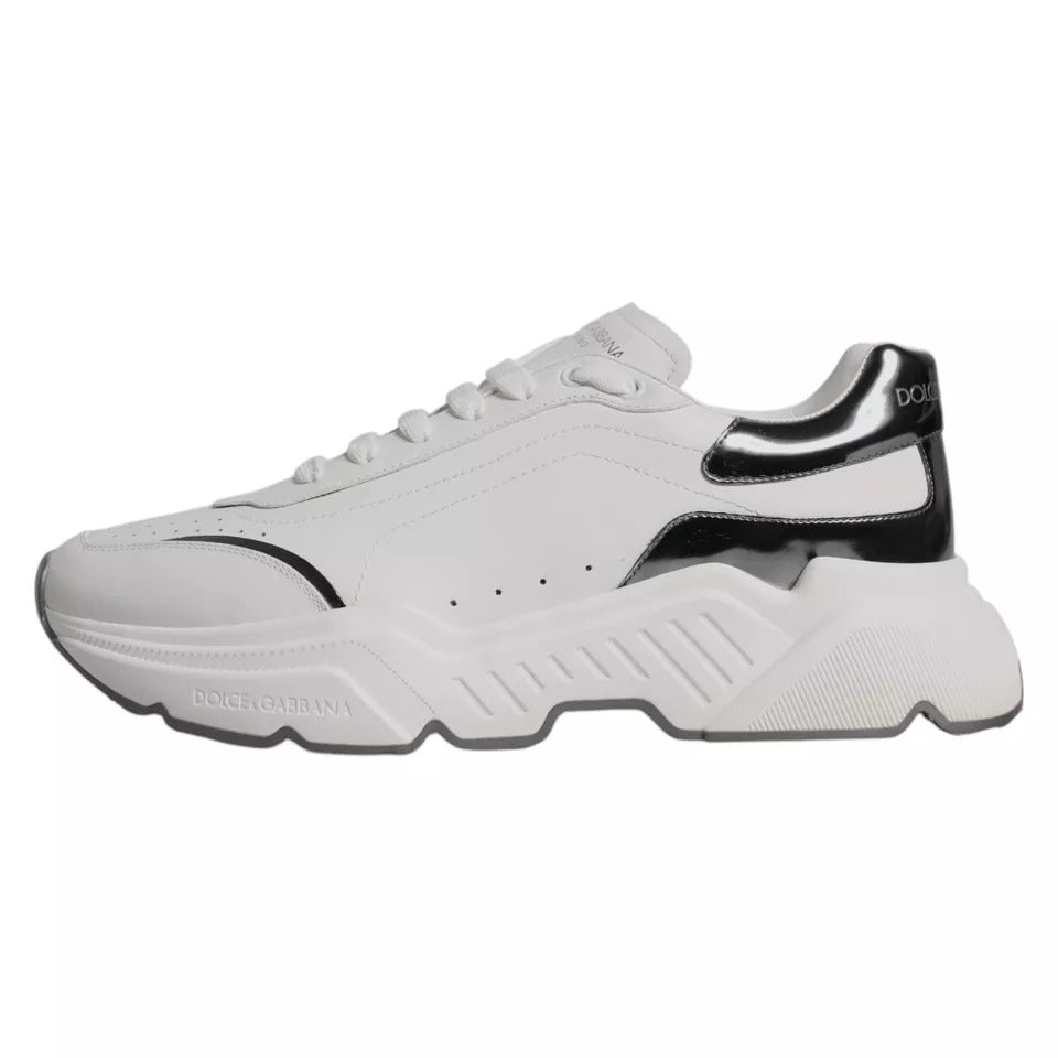 Dolce & Gabbana White Silver DAYMASTER Leather Sneakers Men Shoes MV1431-41