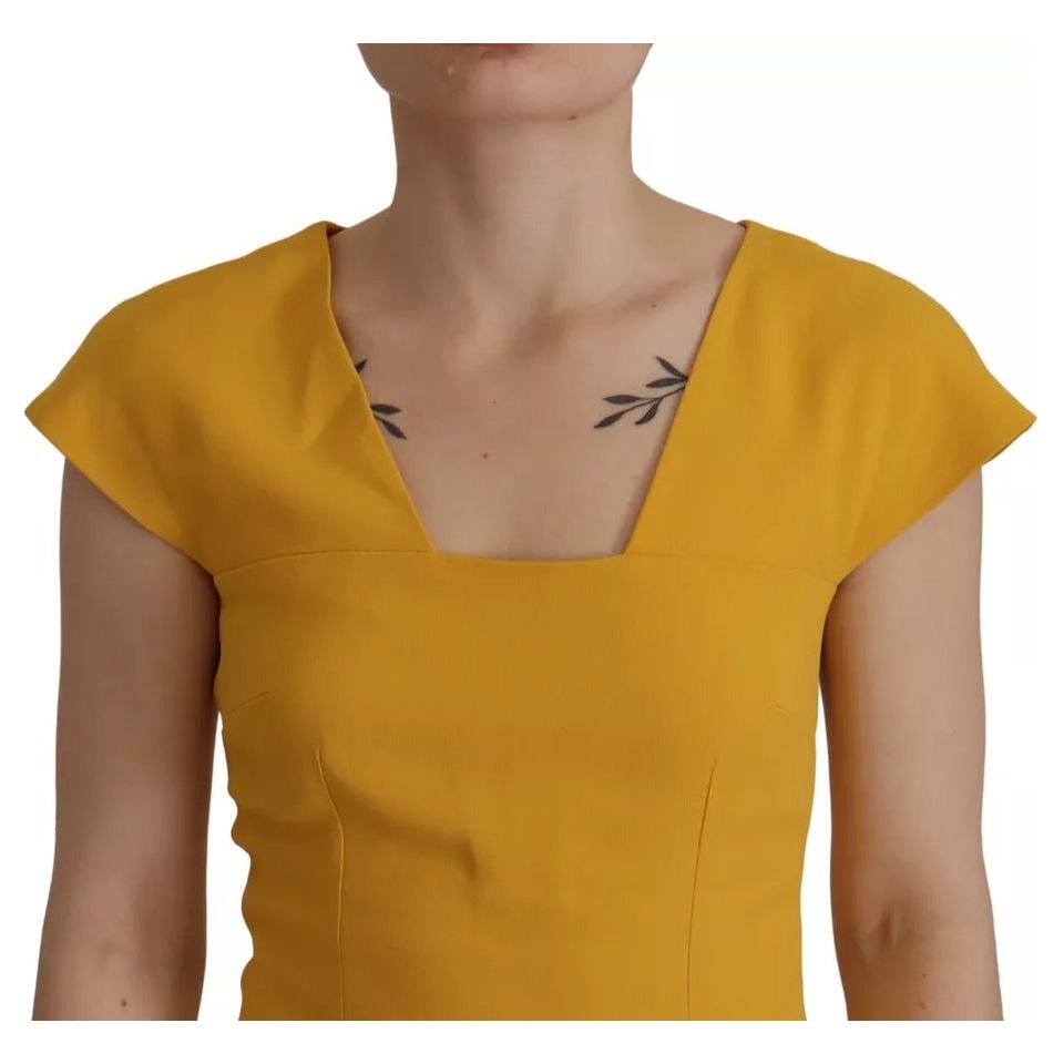 Dolce & Gabbana Yellow Viscose Sleeveless Sheath Midi Dress DR28718-38