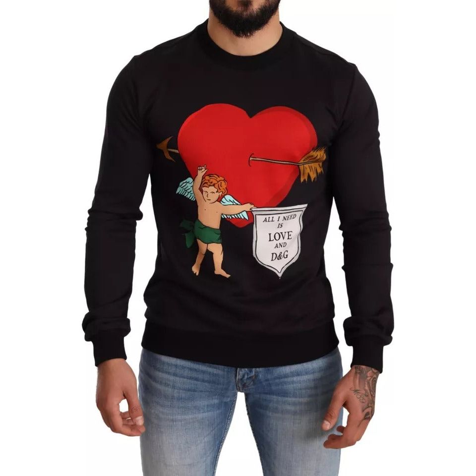 Dolce & Gabbana Black Cupid Print Hoodie Sweatshirt Sweater
