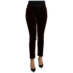 Dolce & Gabbana Bordeaux Velvet Stretch Slim Fit Pants PAN71091-40