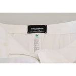Dolce & Gabbana White Jacquard Cotton Blend Mid Waist Pants PAN73073-42