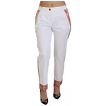 Dolce & Gabbana White Jacquard Cotton Blend Mid Waist Pants PAN73073-42