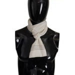 Dolce & Gabbana White Polka Dots Pattern Silk Fringes Wrap Scarf MS6168