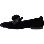Dolce & Gabbana Black Velvet Flats Bow Young Queen Shoes