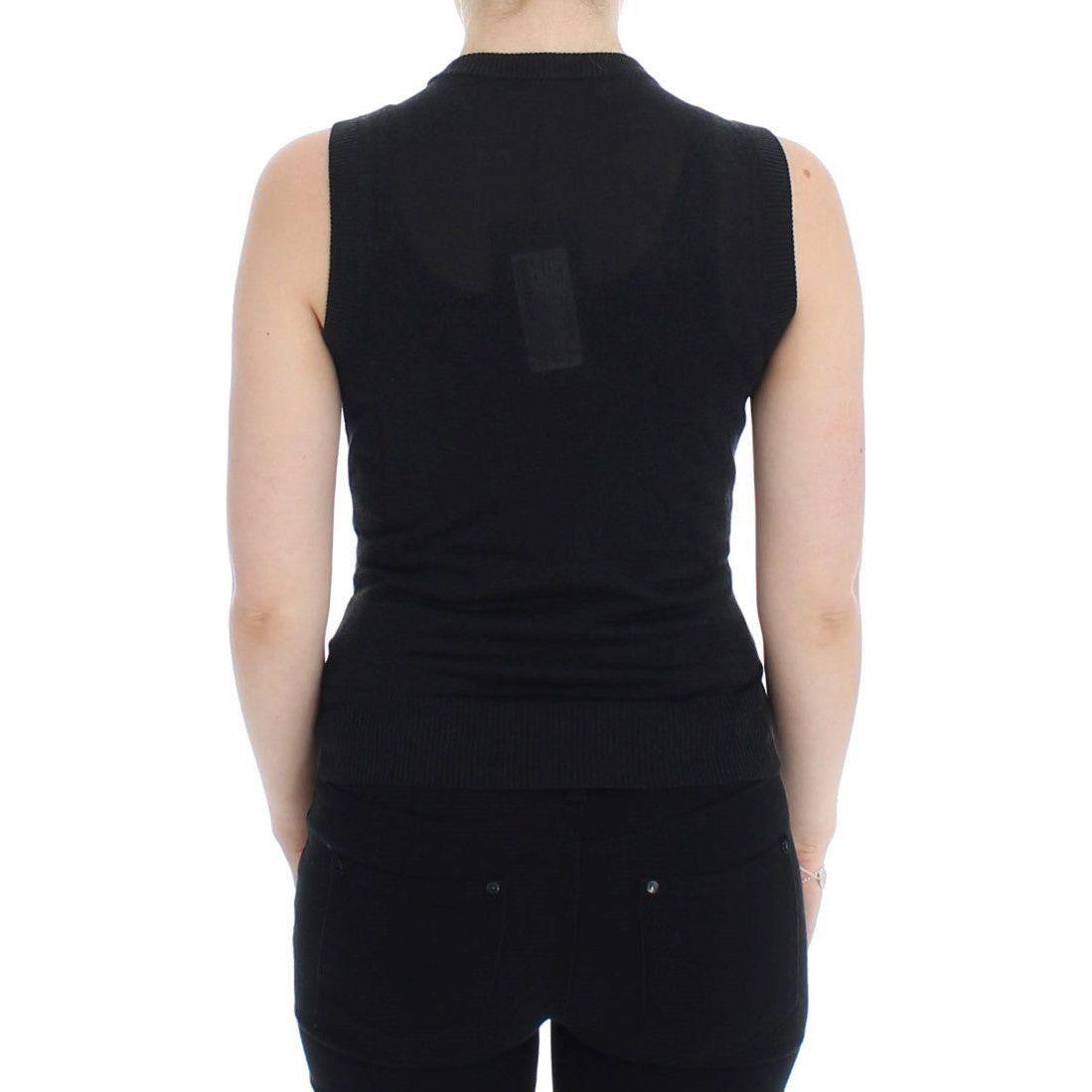 Dolce & Gabbana Elegant Black Sleeveless Pullover Vest Dolce & Gabbana Tan