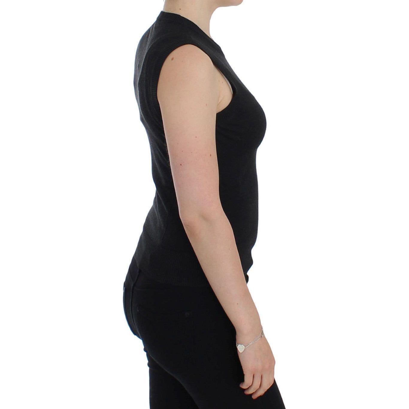Dolce & Gabbana Elegant Black Sleeveless Pullover Vest Dolce & Gabbana Tan