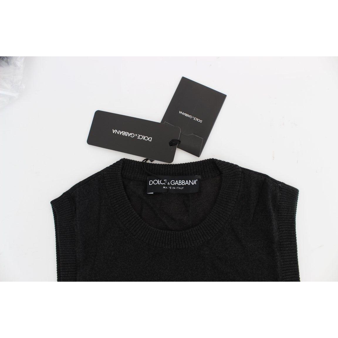 Dolce & Gabbana Elegant Black Sleeveless Pullover Vest Dolce & Gabbana White Smoke