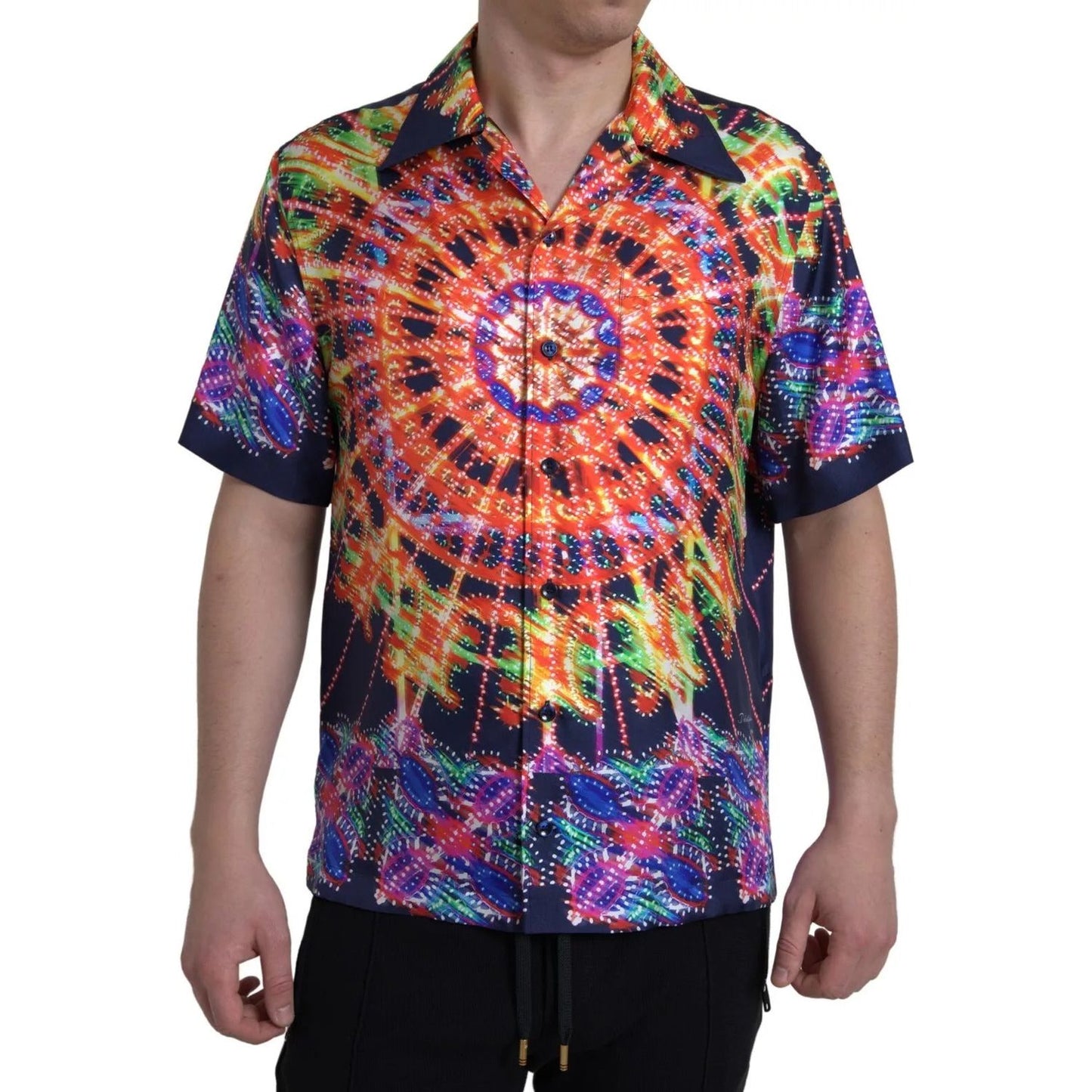 Dolce & Gabbana Multicolor Luminarie Print Men Silk Shirt
