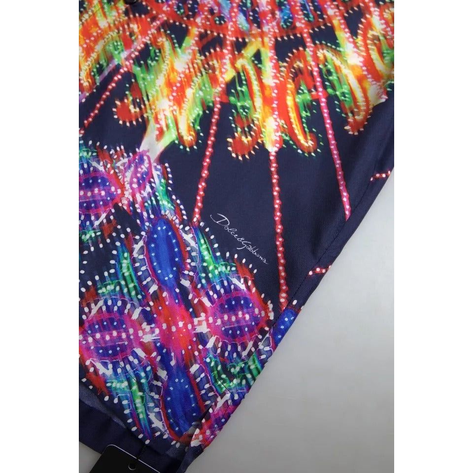 Dolce & Gabbana Multicolor Luminarie Print Men Silk Shirt