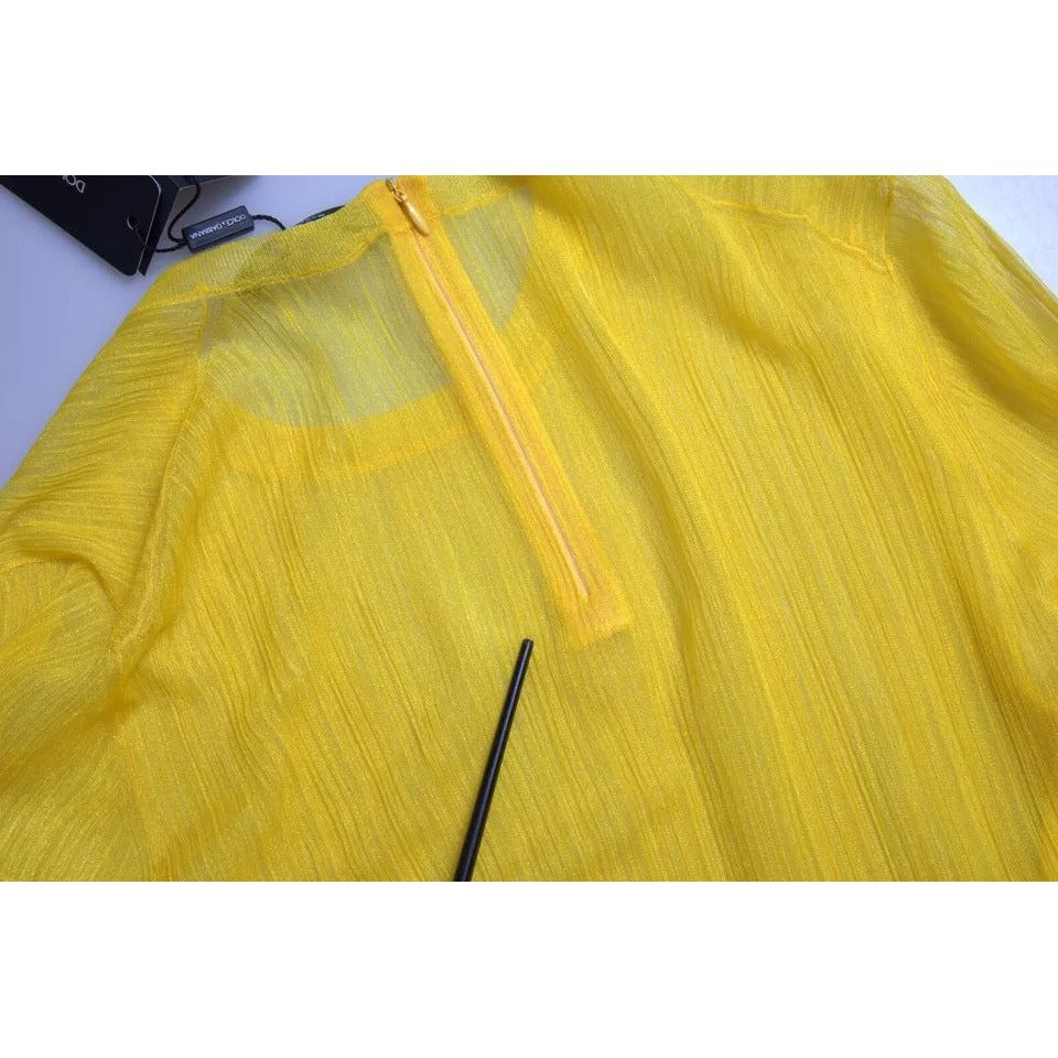 Dolce & Gabbana Yellow Sheer Polyester Long Sleeves Blouse