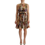 Dolce & Gabbana Beige Floral Sleeveless Round Neck Mini Dress