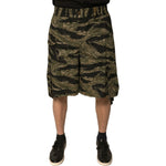 Dolce & Gabbana Black Gold Patterned Cotton Bermuda Shorts