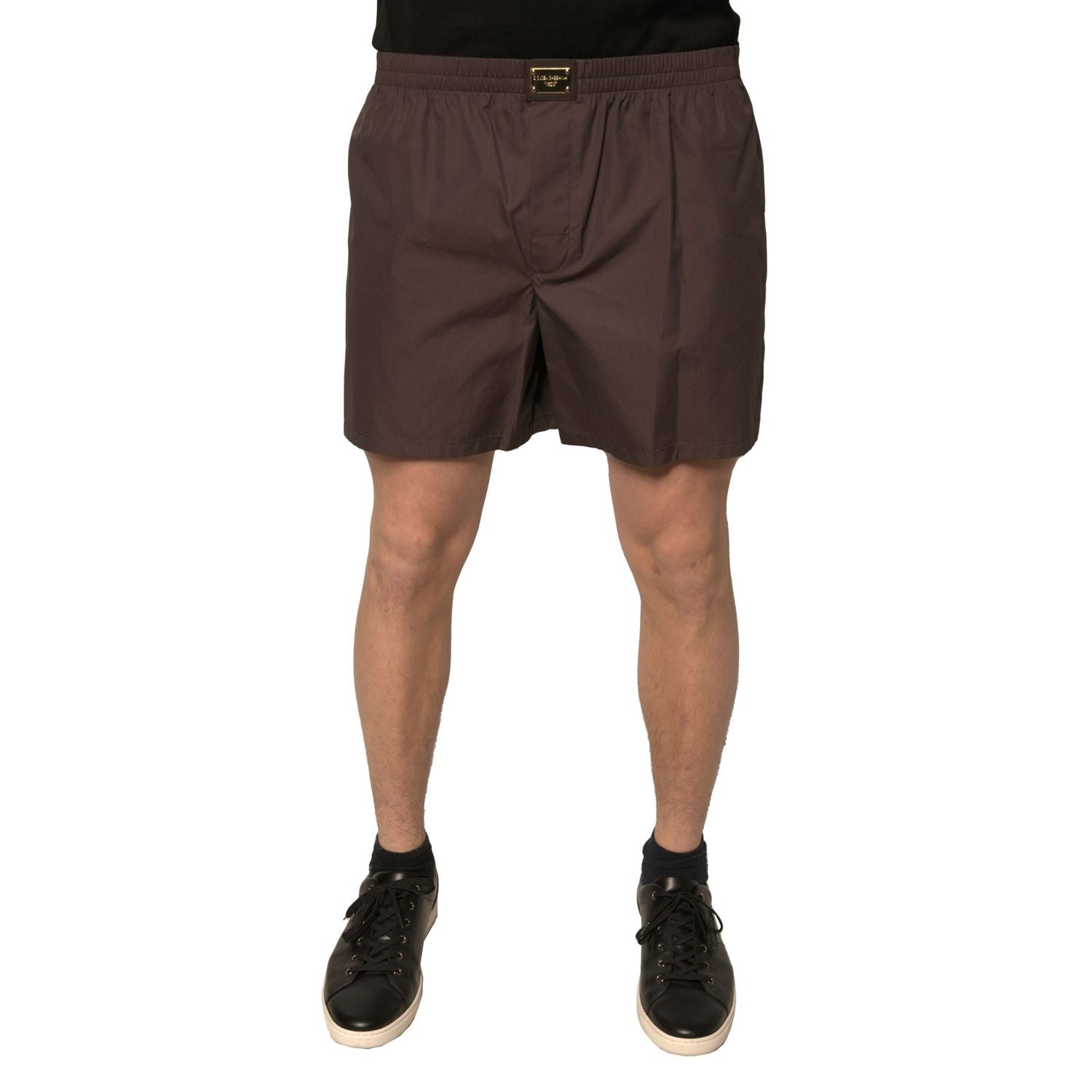 Dolce & Gabbana Brown Cotton Blend Men Mid Waist Shorts