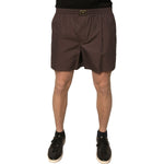 Dolce & Gabbana Brown Cotton Blend Men Mid Waist Shorts PAN76150-5