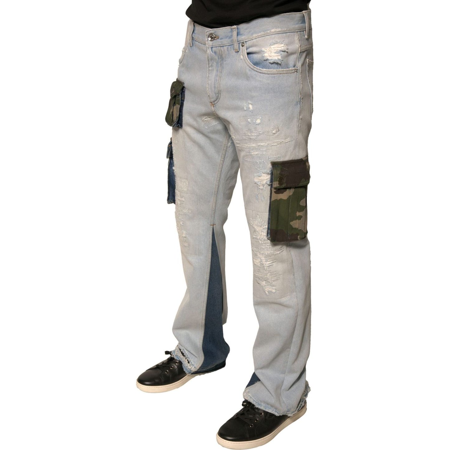 Dolce & Gabbana Light Blue Cotton Cargo Straight Denim Jeans