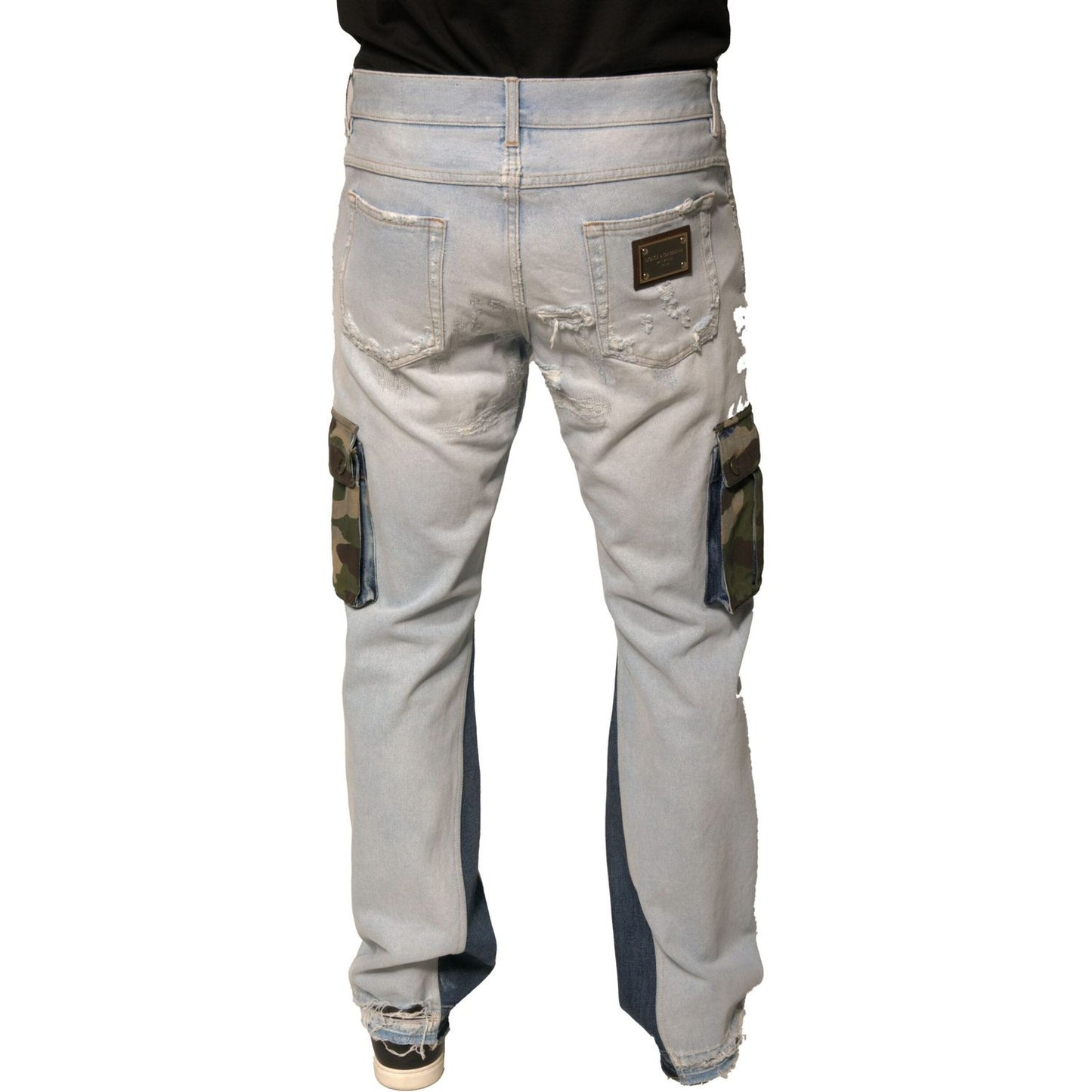 Dolce & Gabbana Light Blue Cotton Cargo Straight Denim Jeans